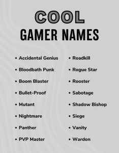 Cool Gaming Names